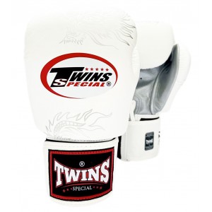 Боксерские перчатки Twins Special с рисунком (FBGV-6 white-silver)